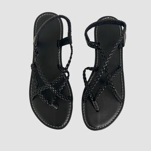 Black Elegant Boho Braided Criss Cross Strappy Sandals EU 41 / US 10.5